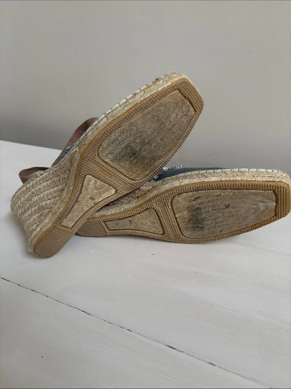 American Eagle  Women's Blue Denim Lace-up Wedge Espadrilles